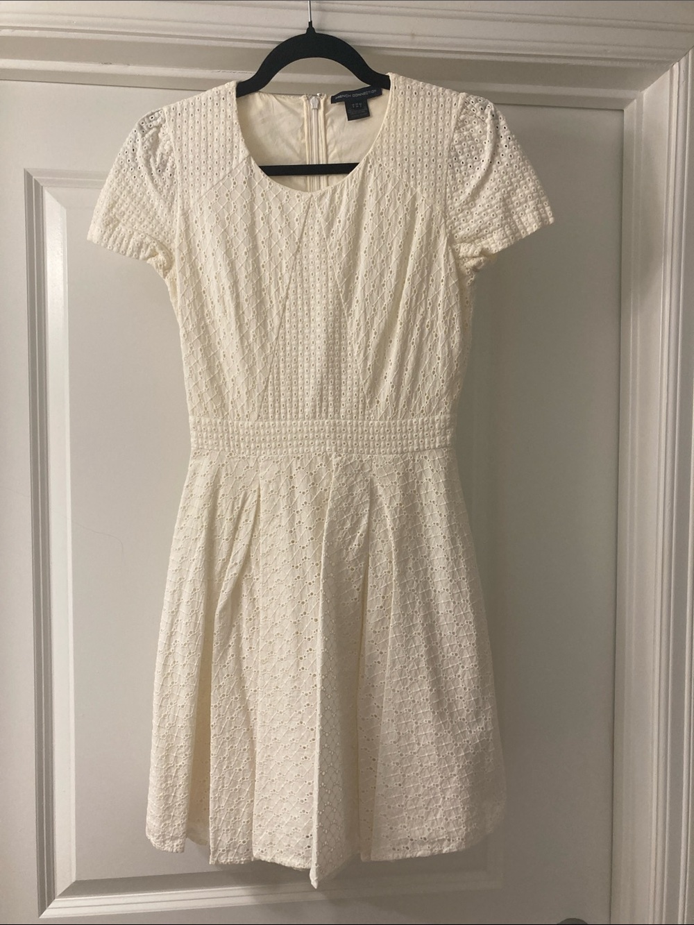 French Connection Ivory Eyelet Short Sleeve Mini Dress